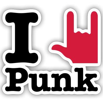 j'aime le punk - J'aime le punk - Sticker taille S (10 x 10 cm) - blanc mat - Devant