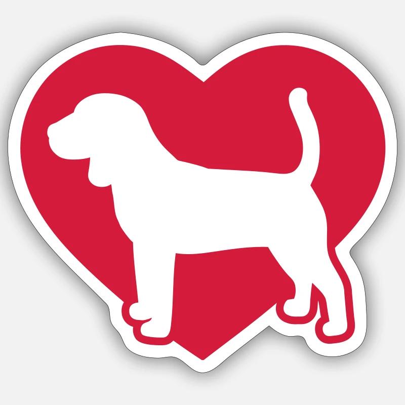 Beagle Herz Icon - Sticker Größe S (10 x 10 cm) - Mattweiß