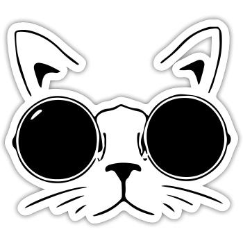 Katze, Katzen, Cat, Kopf, Gesicht, Kater - Sticker Größe S (10 x 10 cm) - Mattweiß - Vorne