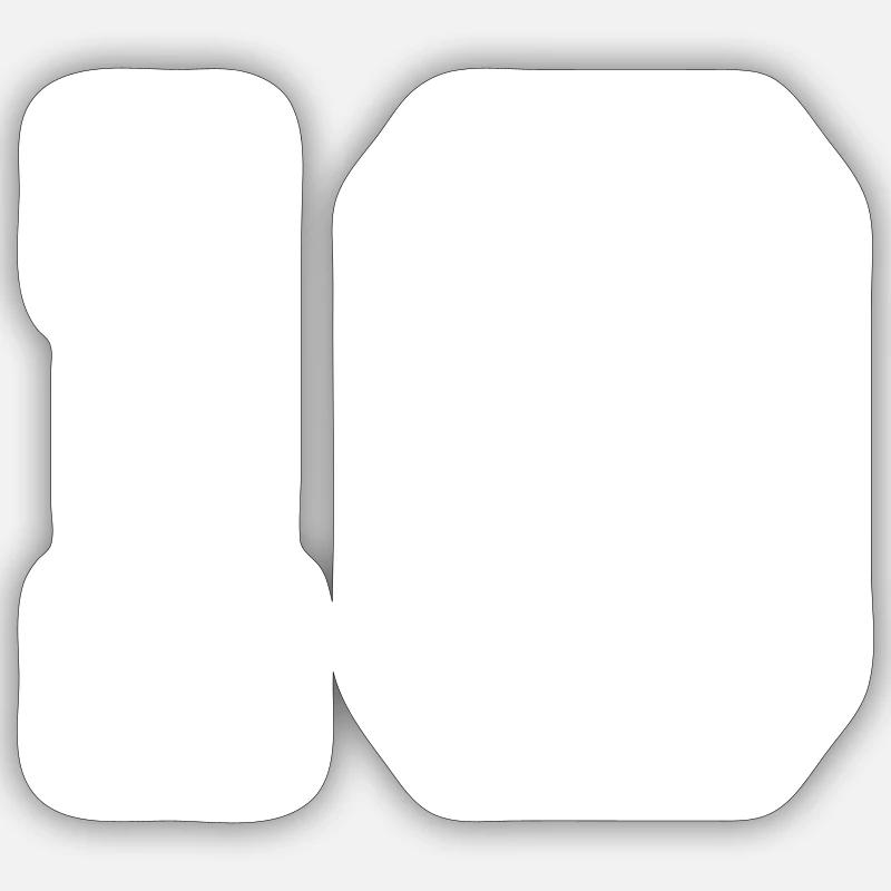 Dix numéros de maillot - Sticker taille S (10 x 10 cm) - blanc mat