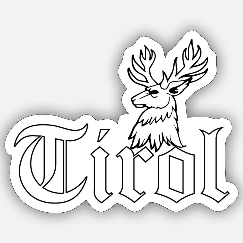 T-shirt tirolese con cervo - Sticker formato S (10 x 10 cm) - bianco opaco