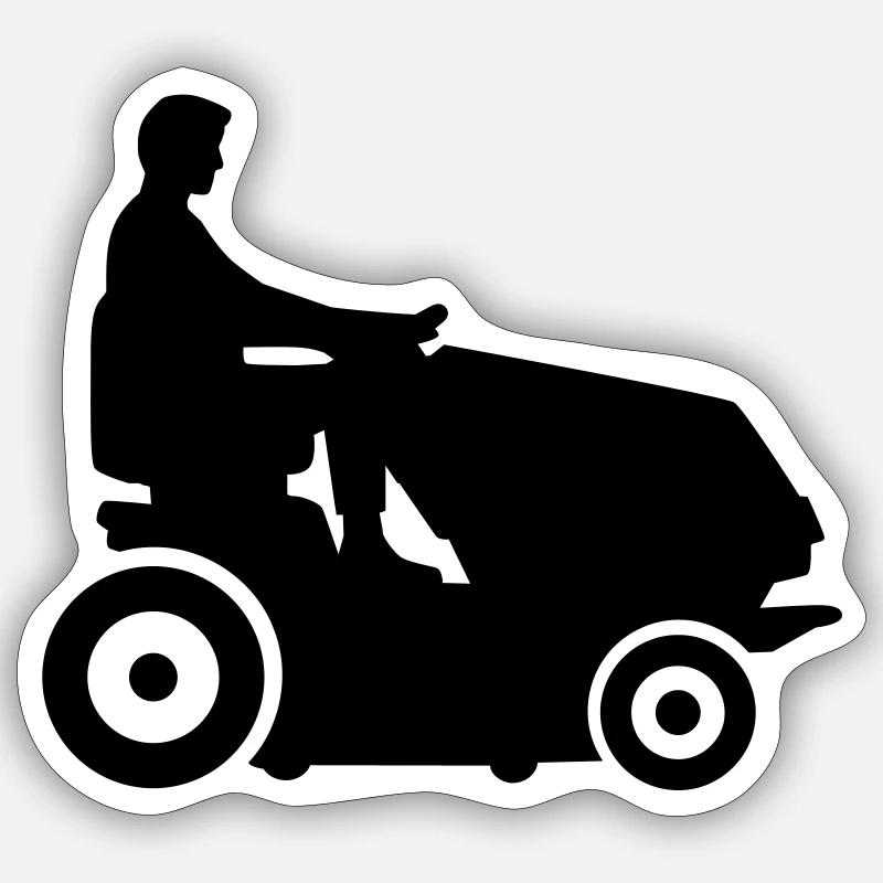 Lawn mower - Sticker size S (10 x 10 cm) - white matte