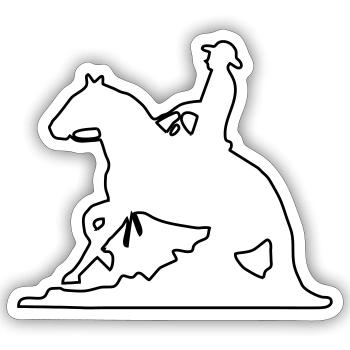 Slider Sliding Stop Westernreiter Mann - Sticker Größe S (10 x 10 cm) - Mattweiß - Vorne