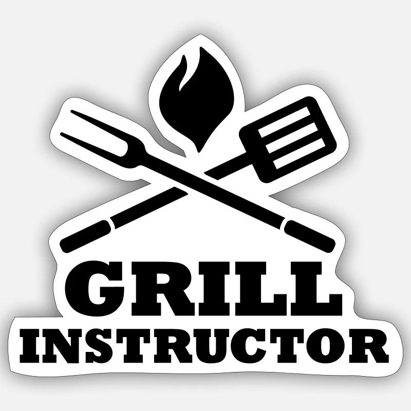 Grill Instructor - Sticker Größe S (10 x 10 cm) - Mattweiß
