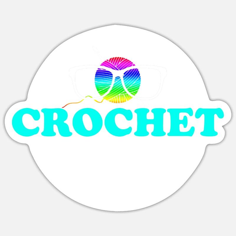 Häkeln Geschenk - Sticker Größe S (10 x 10 cm) - Mattweiß