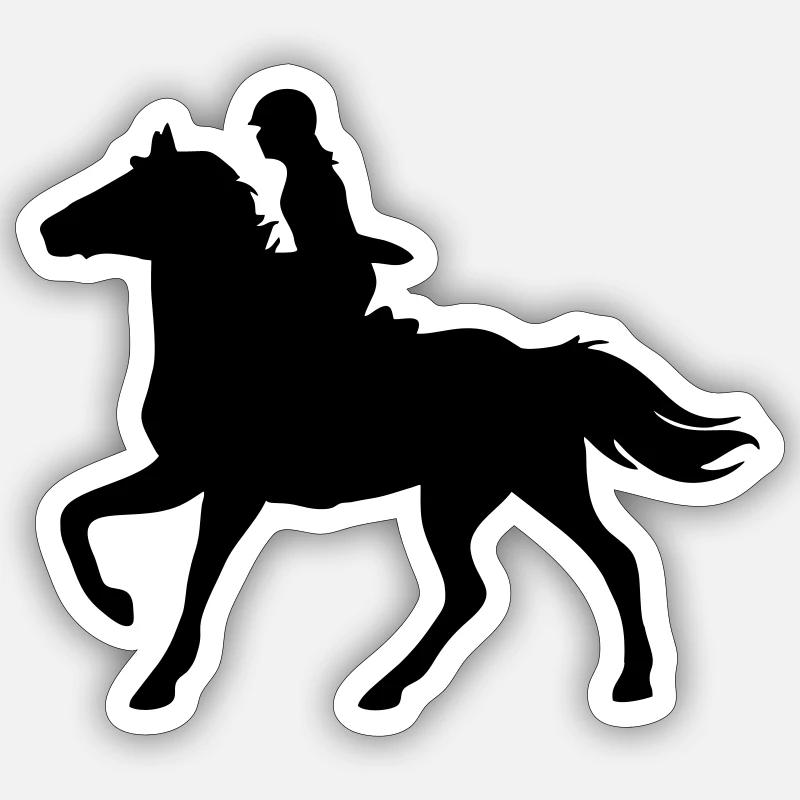 Mädchen mit Pferd - Sticker Größe S (10 x 10 cm) - Mattweiß