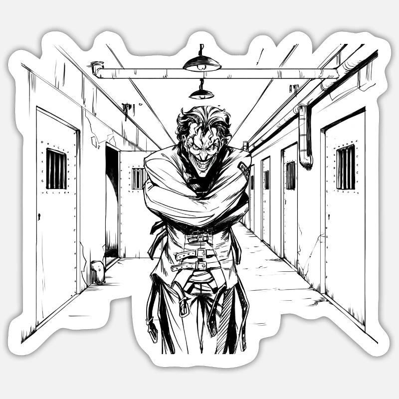 Batman Crazy Joker Straitjacket Sticker size S (10 x 10 cm)