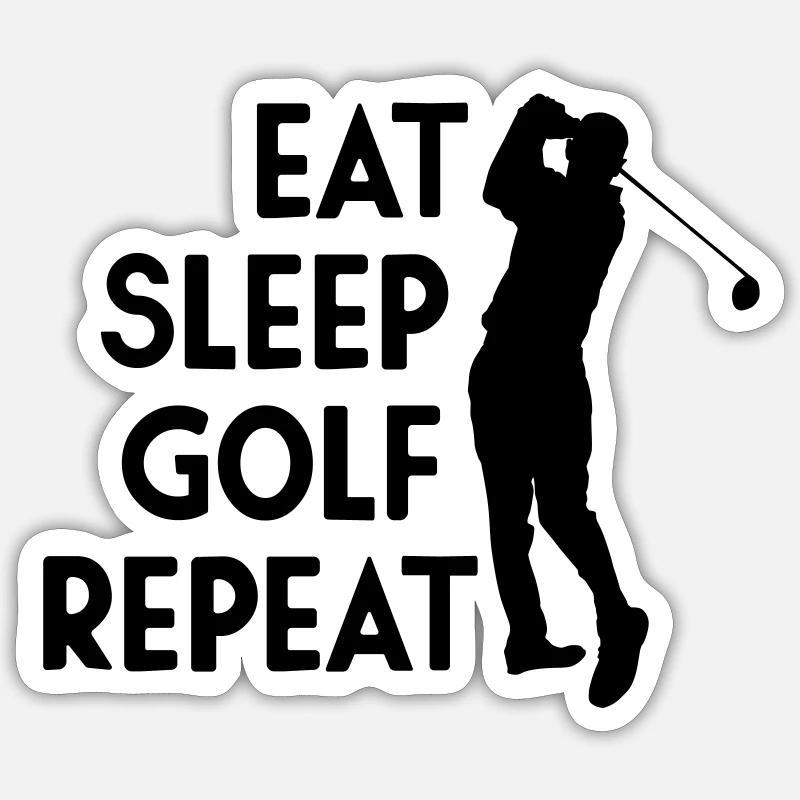 Eat Sleep Golf Repeat Sticker taille S (10 x 10 cm)