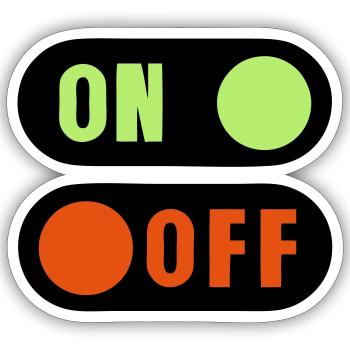button on off - Sticker size S (10 x 10 cm) - white matte - Front