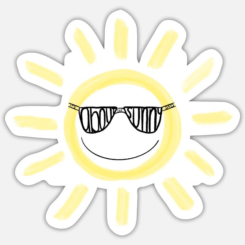 Cool sun with sunglasses - Sticker size S (10 x 10 cm) - white matte