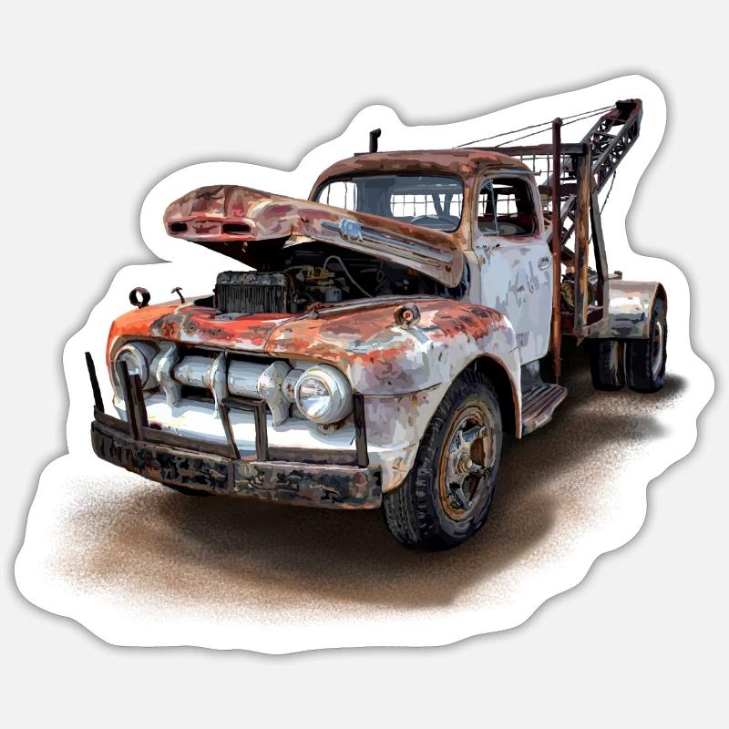rusty car - Sticker size S (10 x 10 cm) - white matte