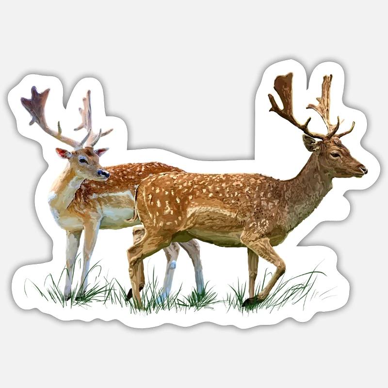 cerf - Sticker taille S (10 x 10 cm) - blanc mat