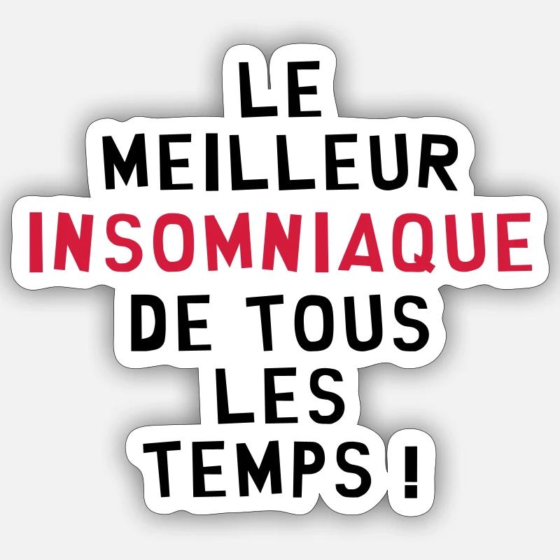 Insomniaque / Insomnie / Noctambule / Sommeil - Sticker taille S (10 x 10 cm) - blanc mat