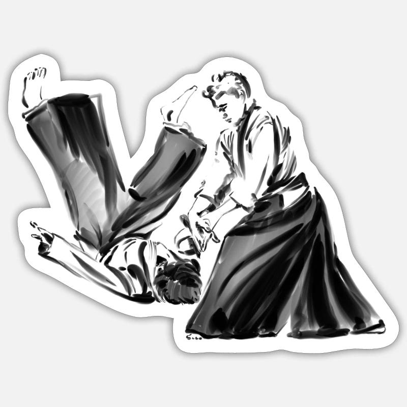 aikido - Sticker size S (10 x 10 cm) - white matte