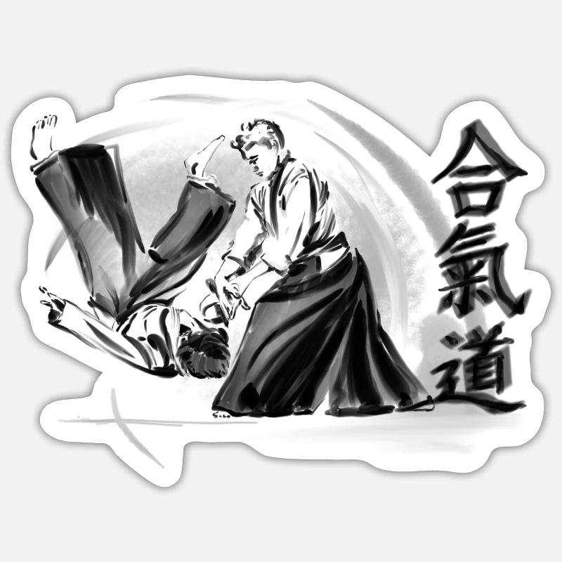 aikido - Sticker size S (10 x 10 cm) - white matte