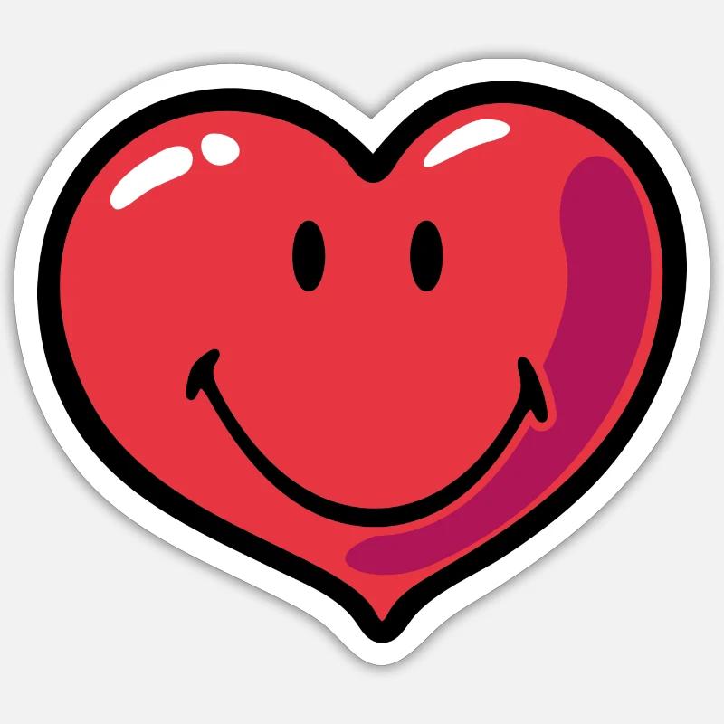 Smiley heart - Sticker taille S (10 x 10 cm) - blanc mat