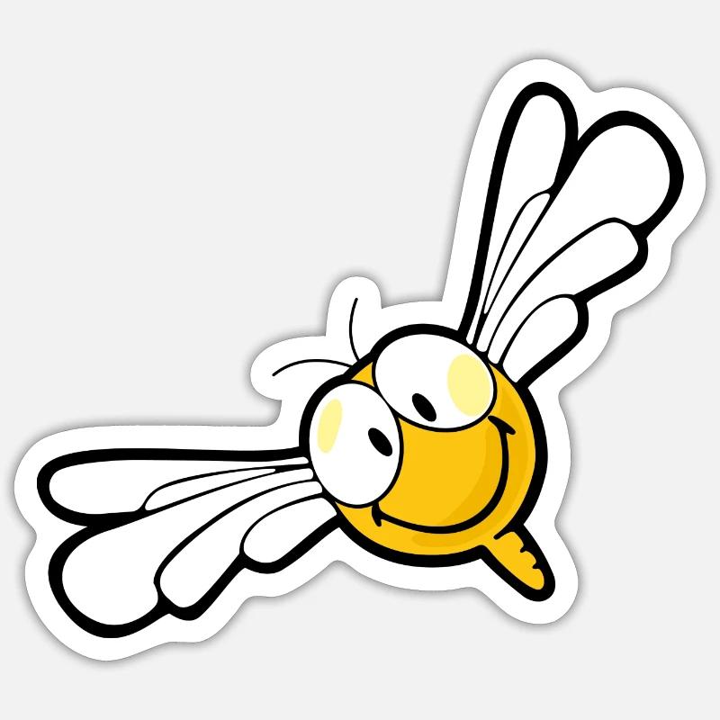 Smiley Dragon Fly - Sticker taille S (10 x 10 cm) - blanc mat