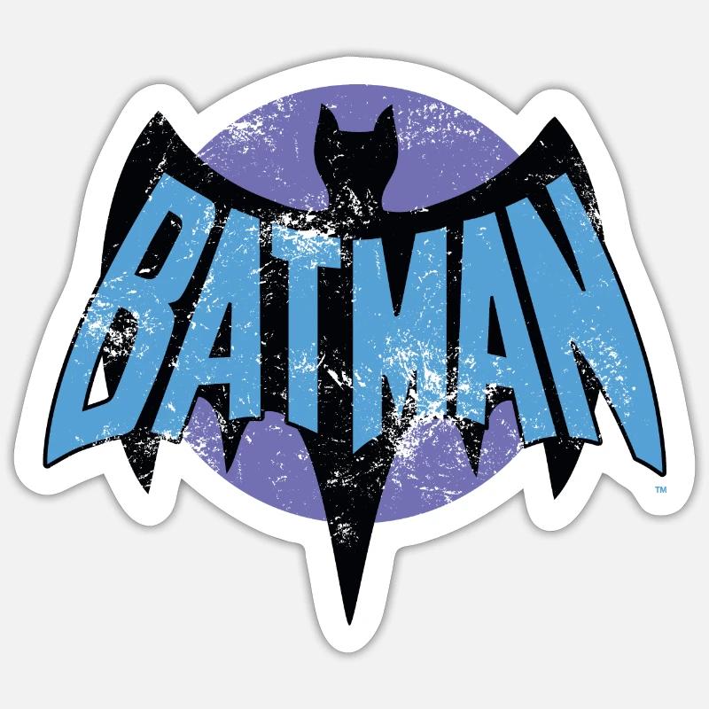 DC Comics Batman Logo Rétro Look Usé - Sticker taille S (10 x 10 cm) - blanc mat