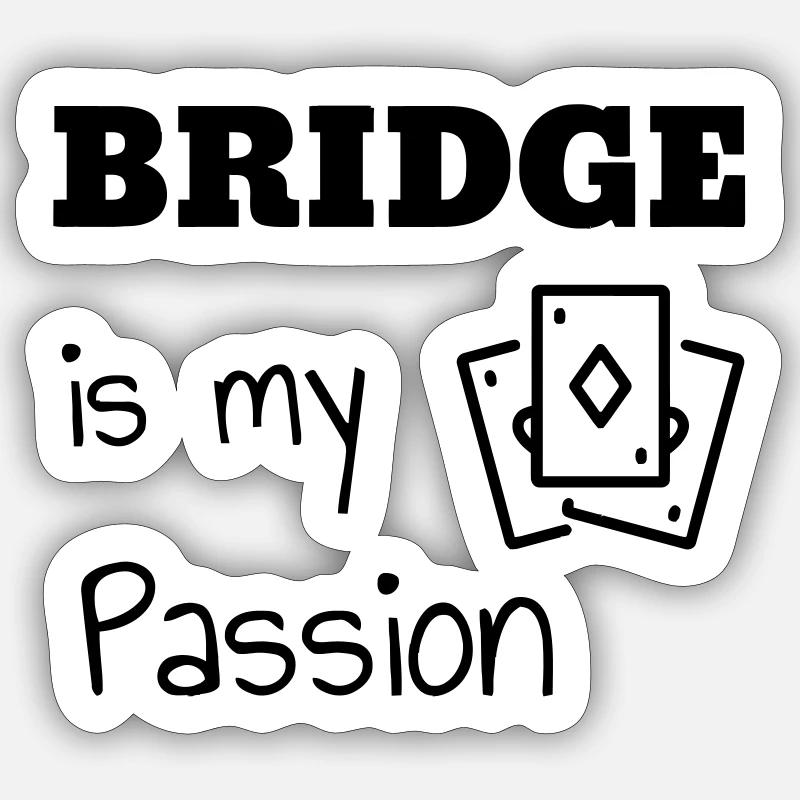 bridge / bridgeur / bridgeuse / cartes - Sticker taille S (10 x 10 cm) - blanc mat