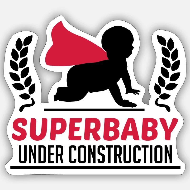 Superbaby under construction - Sticker Größe S (10 x 10 cm) - Mattweiß
