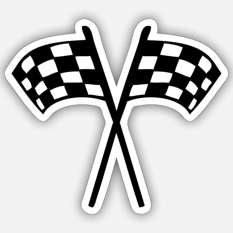 drapeau damier - Sticker taille S (10 x 10 cm) - blanc mat