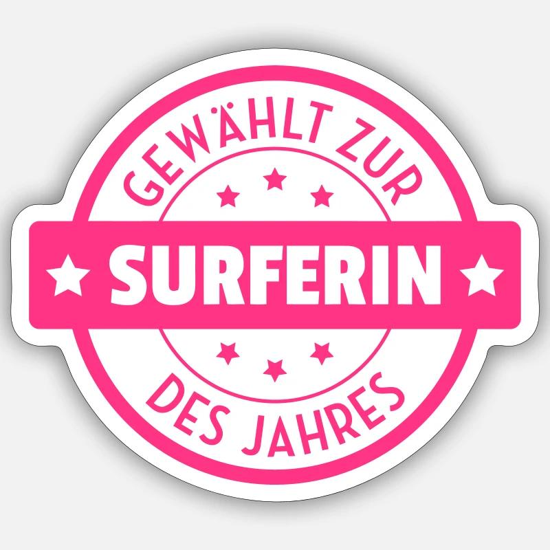 surf / surfeur / surfer / plage - Sticker taille S (10 x 10 cm) - blanc mat