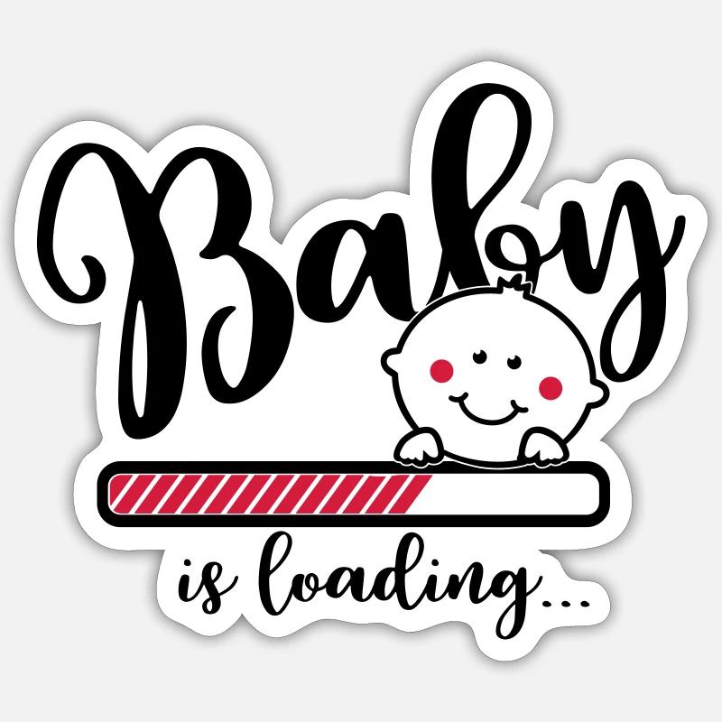 Baby is loading - Schwangerschaft - Mama - Geburt - Sticker Größe S (10 x 10 cm) - Mattweiß