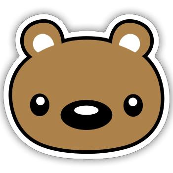 teddy face head cuddly toy - Sticker size S (10 x 10 cm) - white matte - Front