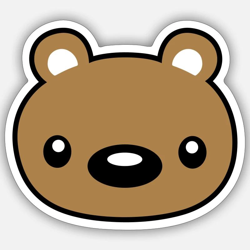 teddy face head cuddly toy - Sticker size S (10 x 10 cm) - white matte