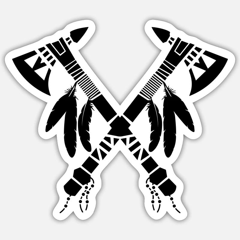Tomahawks - Sticker taille S (10 x 10 cm) - blanc mat