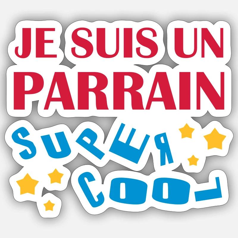 Oncle / Parrain / Tonton / Naissance / Bébé - Sticker taille S (10 x 10 cm) - blanc mat