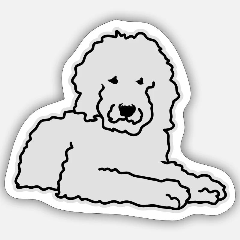 Goldendoodle - Sticker taille S (10 x 10 cm) - blanc mat