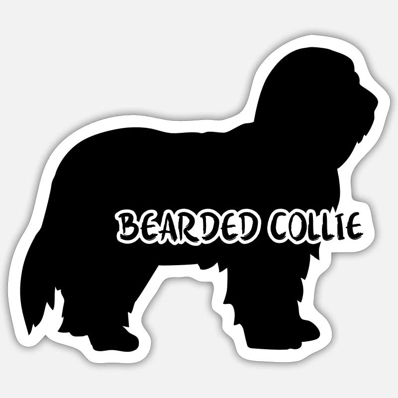 Bearded Collie - Sticker Größe S (10 x 10 cm) - Mattweiß