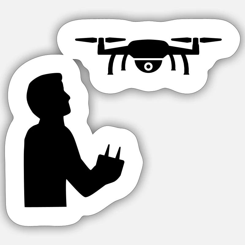 drone - Sticker taille S (10 x 10 cm) - blanc mat