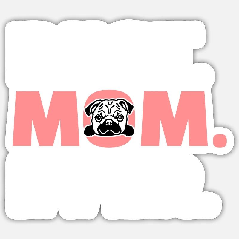 Mops - Sticker Größe S (10 x 10 cm) - Mattweiß