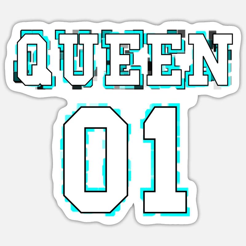 King - Queen Pärchendesign - Sticker Größe S (10 x 10 cm) - Mattweiß