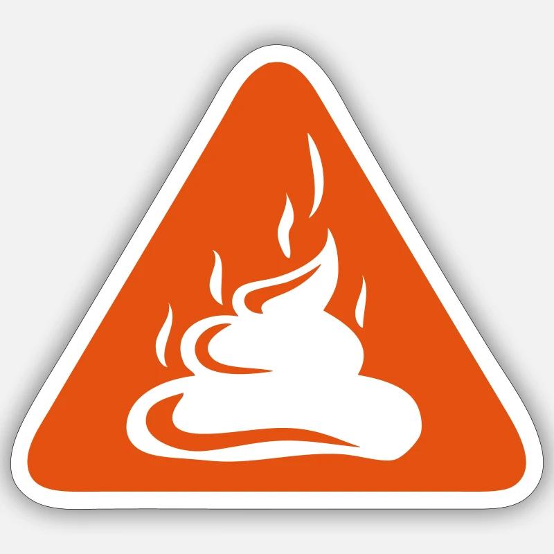 merde panneau danger triangle caca - Sticker taille S (10 x 10 cm) - blanc mat