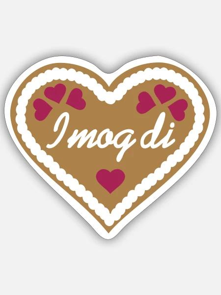 Lebkuchenherz - Sticker Größe S (10 x 10 cm) - Mattweiß