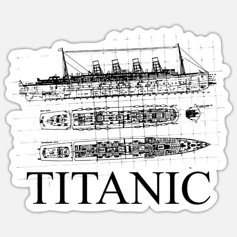 Pläne der Titanic - Sticker Größe S (10 x 10 cm) - Mattweiß
