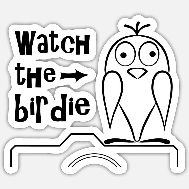 Oiseau à la caméra regarder le logo birdy Sticker taille S (10 x 10 cm)