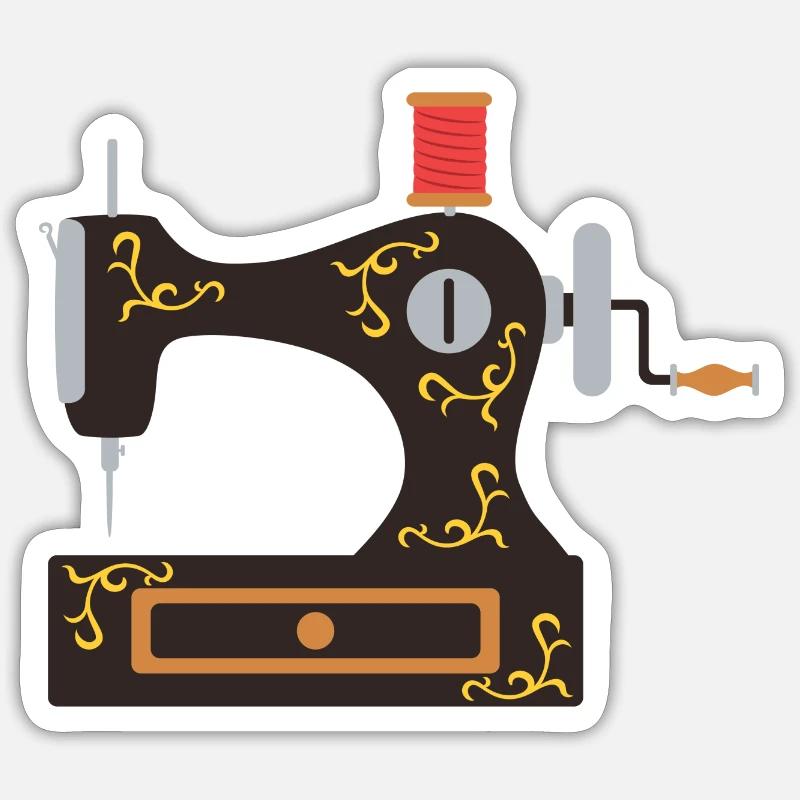 machine à coudre - Sticker taille S (10 x 10 cm) - blanc mat