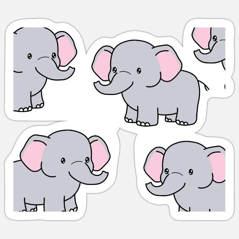 Elefanten - Sticker Größe S (10 x 10 cm) - Mattweiß