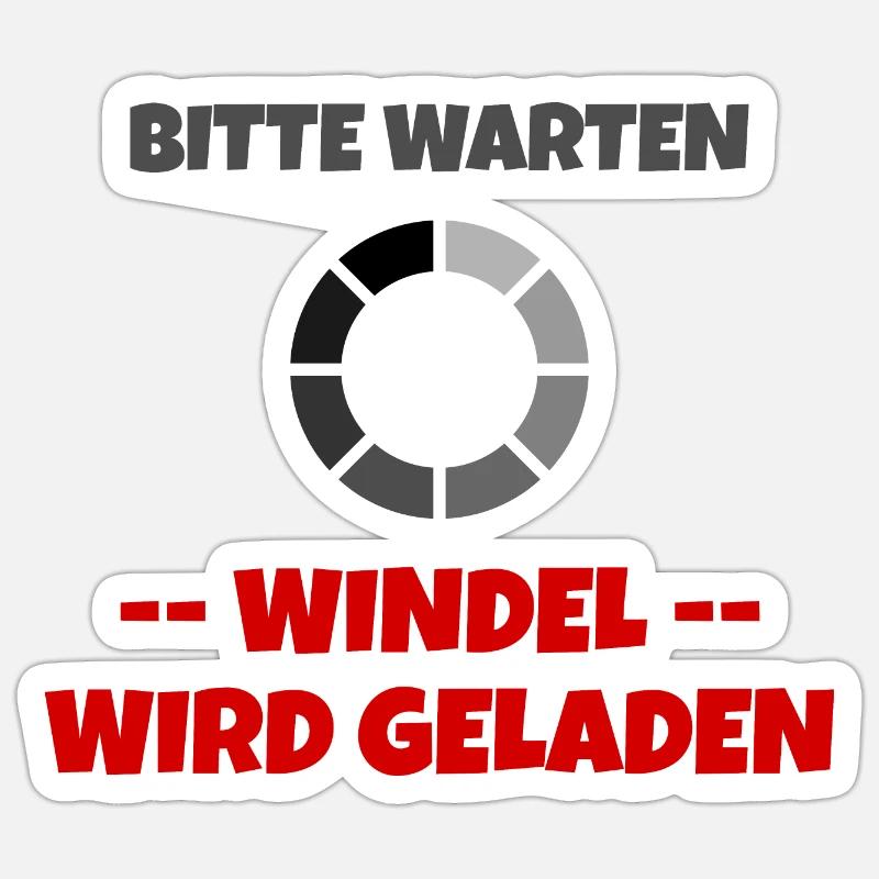 bitte warten - Windel wird geladen - Sticker Größe S (10 x 10 cm) - Mattweiß