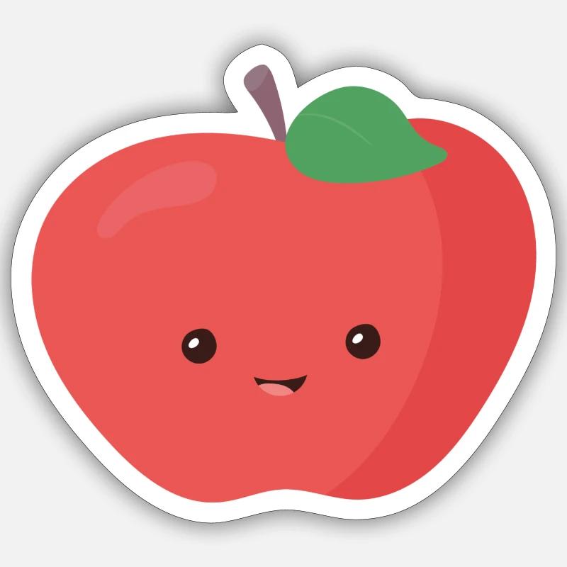 Apfel - Sticker Größe S (10 x 10 cm) - Mattweiß
