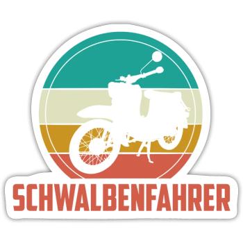 Schwalbe Schwalbenfahrer DDR simson mofa Geschenk - Sticker Größe S (10 x 10 cm) - Mattweiß - Vorne