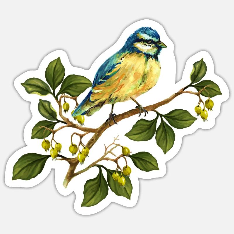 Bunter Vogel - Sticker Größe S (10 x 10 cm) - Mattweiß
