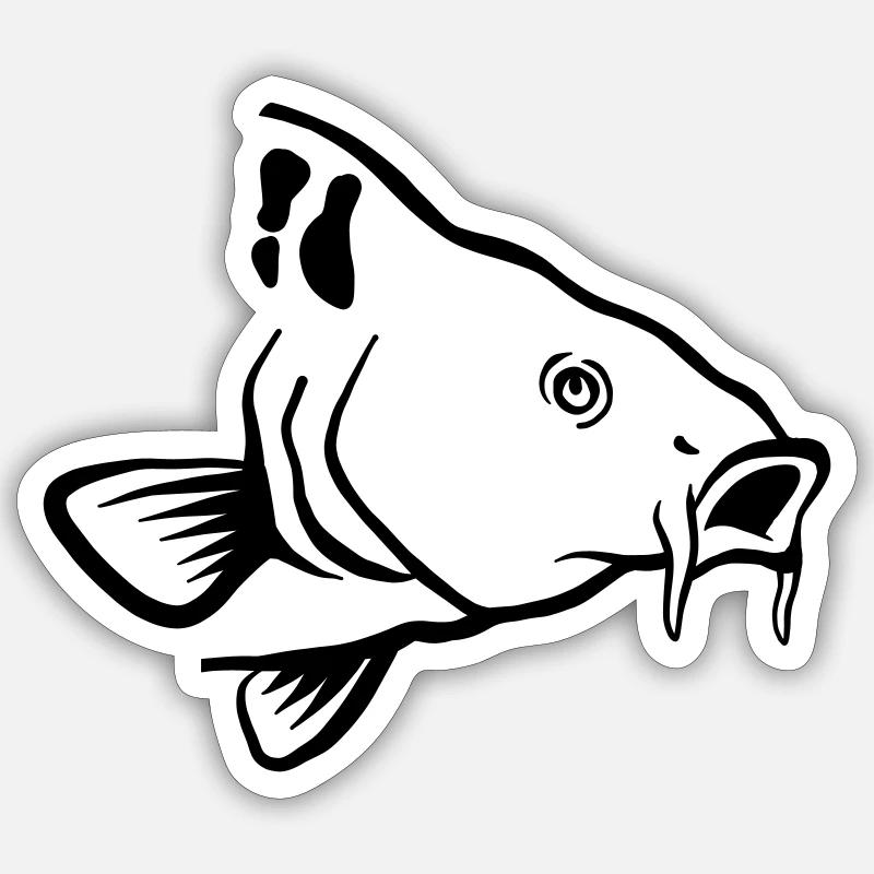 Karpfen - Sticker Größe S (10 x 10 cm) - Mattweiß