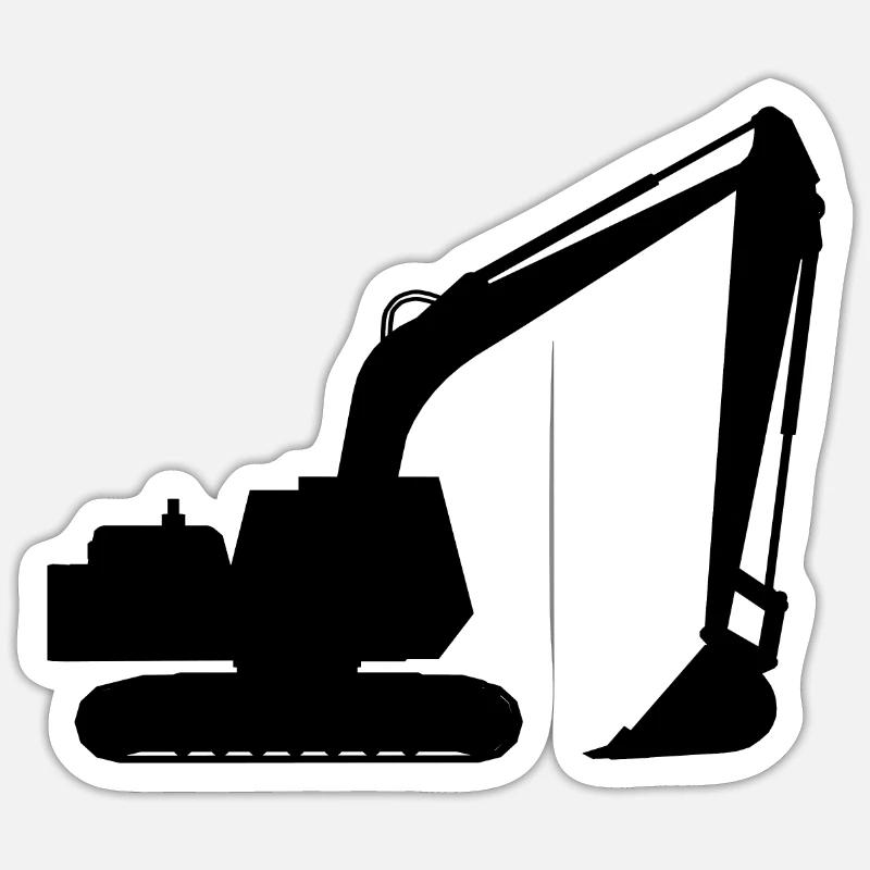 Silhouette with a shovel, backhoe - Sticker size S (10 x 10 cm) - white matte