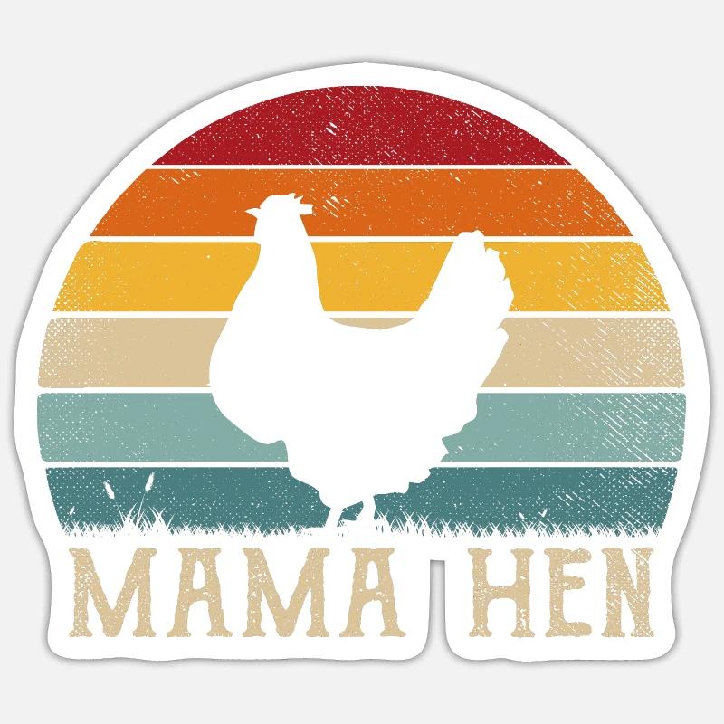 Lustiger Spruch Mama Henne Mutter Huhn Retro - Sticker Größe S (10 x 10 cm) - Mattweiß