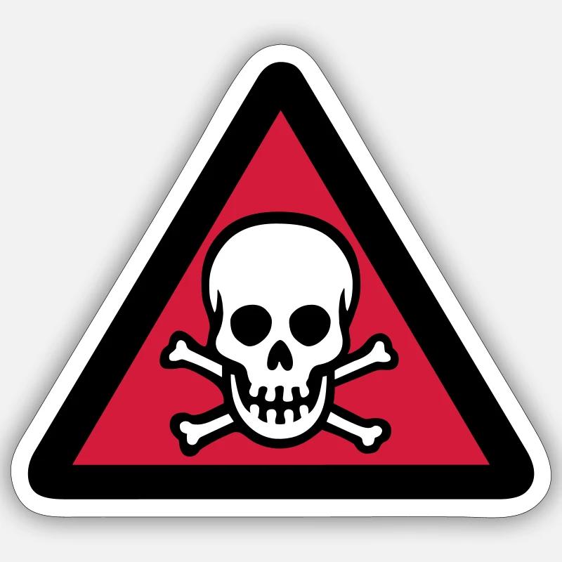 Schädel Warnschild - Sticker Größe S (10 x 10 cm) - Mattweiß